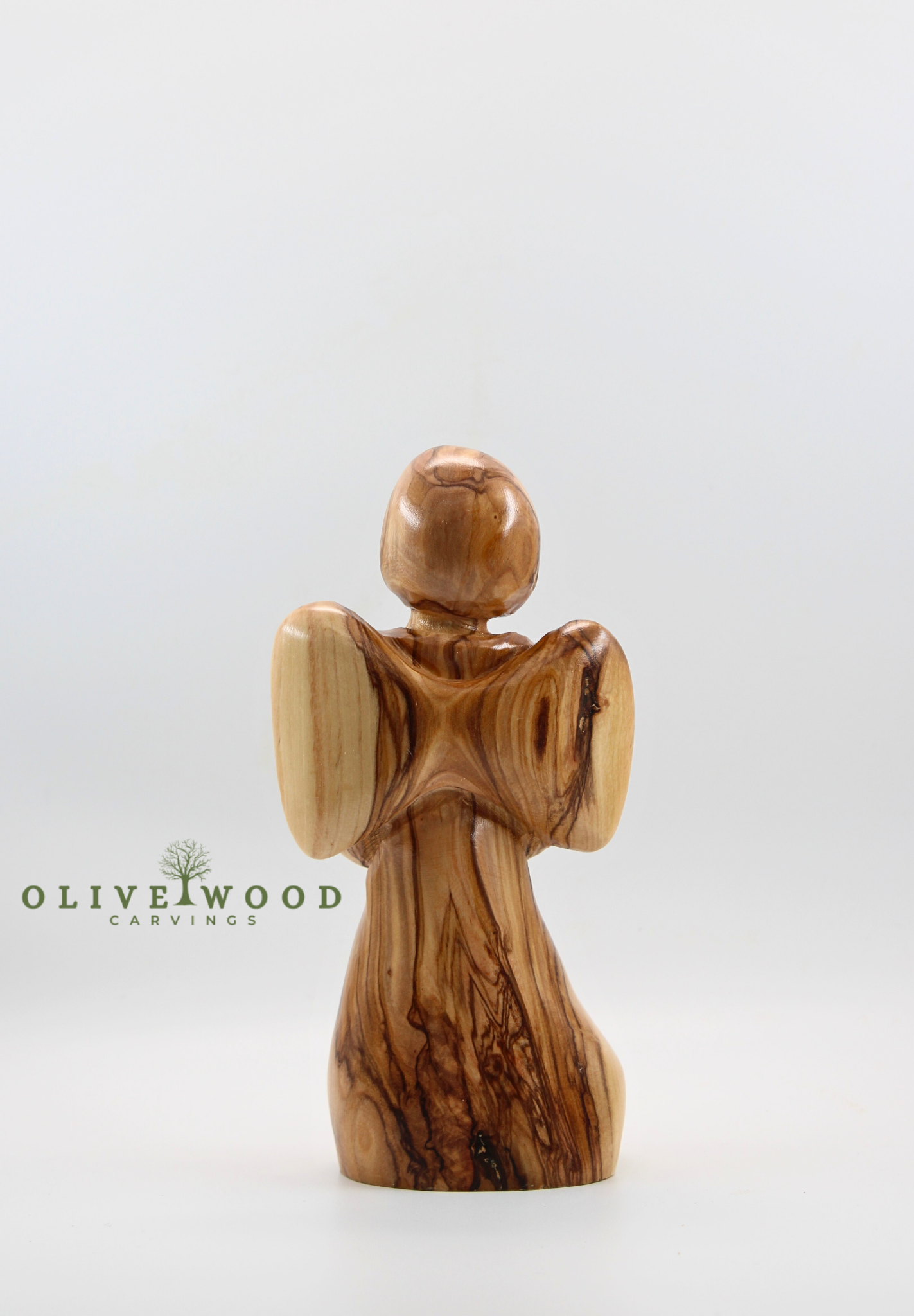 Hand-Carved Olive Wood Praying Angel – Made in the Holy Land