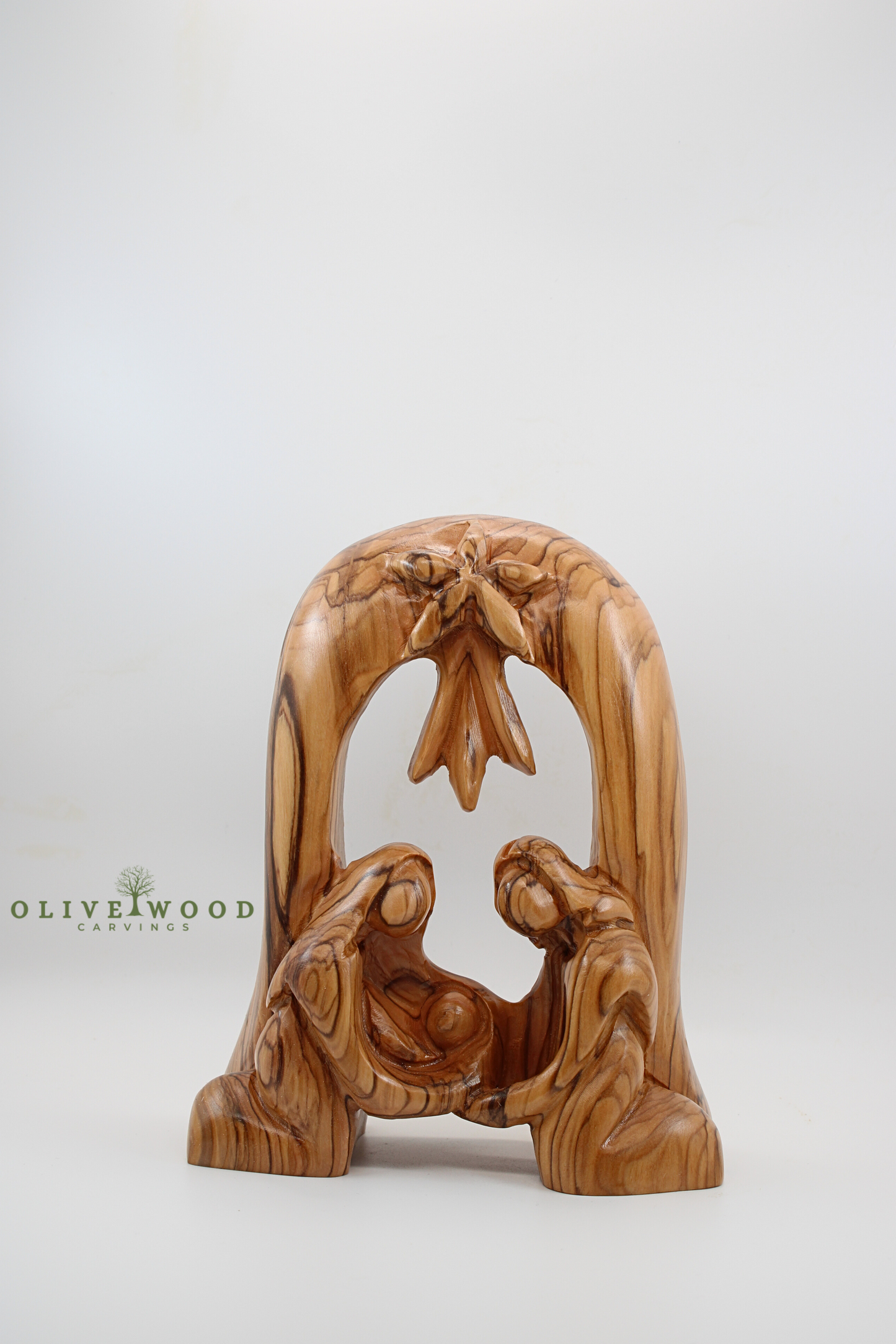 Olive Wood Holy Family Nativity – Handcrafted in the Holy Land