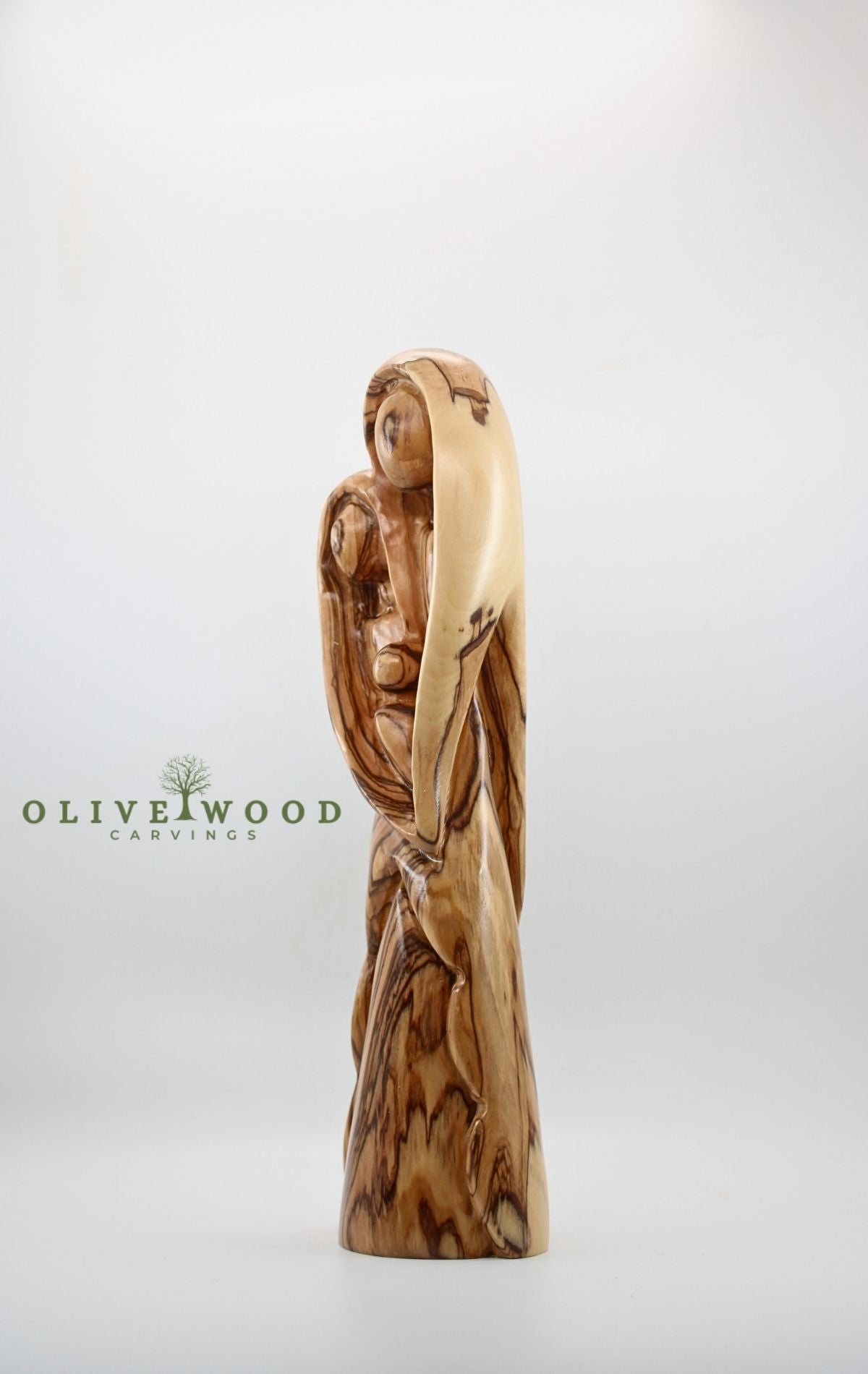 Virgin Mary with Baby Jesus – Handcrafted Olive Wood Statue from the Holy Land