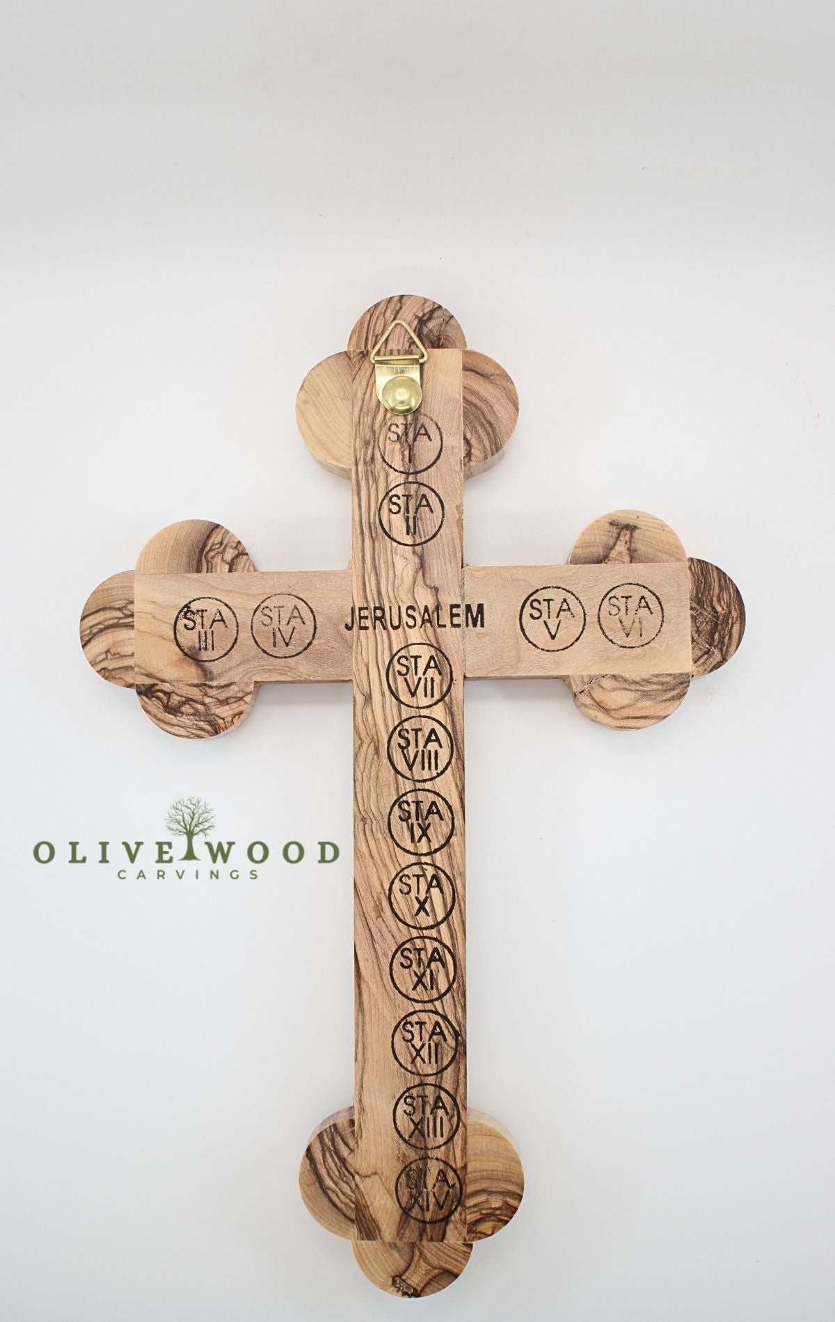 7 Inch Olive Wood Cross with Seashell