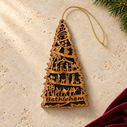 Bethlehem Nativity Christmas Tree Ornament – Olive Wood