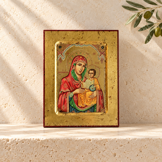 Virgin Mary and Child – Gold-Tone Religious Icon