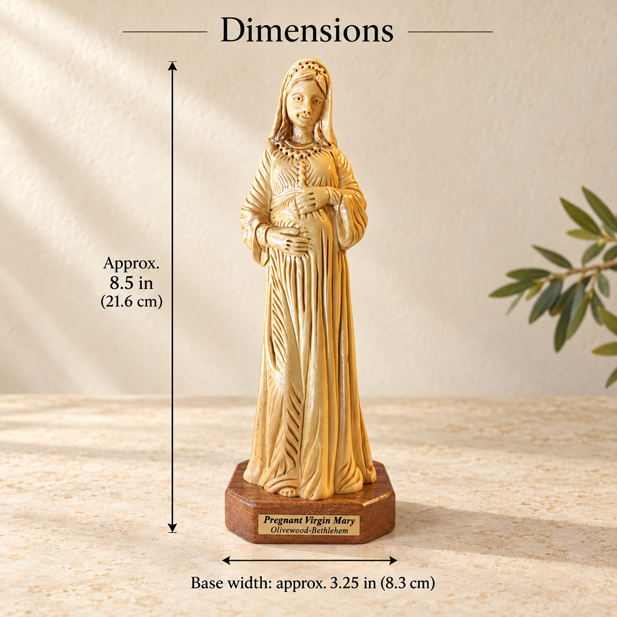 Pregnant Virgin Mary Olive Wood Statue