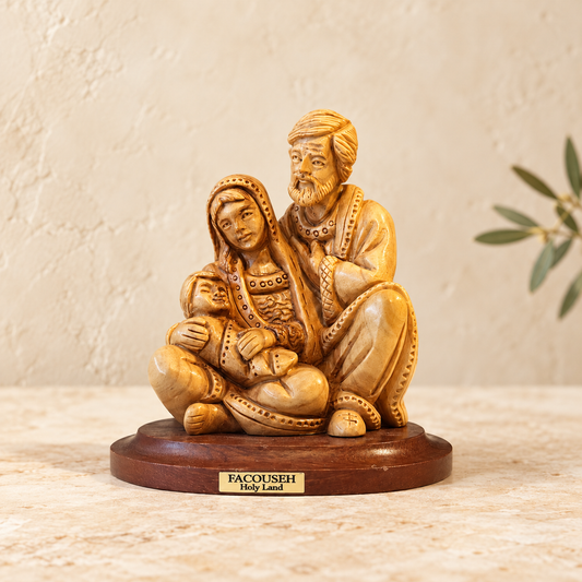 Holy Family Olive Wood Statue