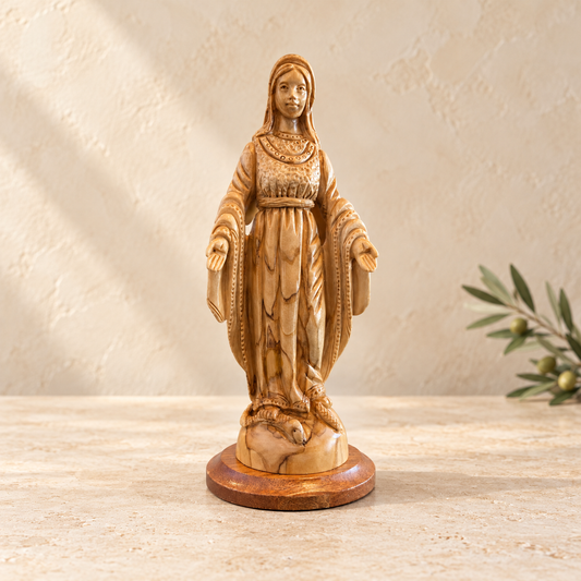 Virgin Mary Olive Wood Statue – Our Lady of Grace