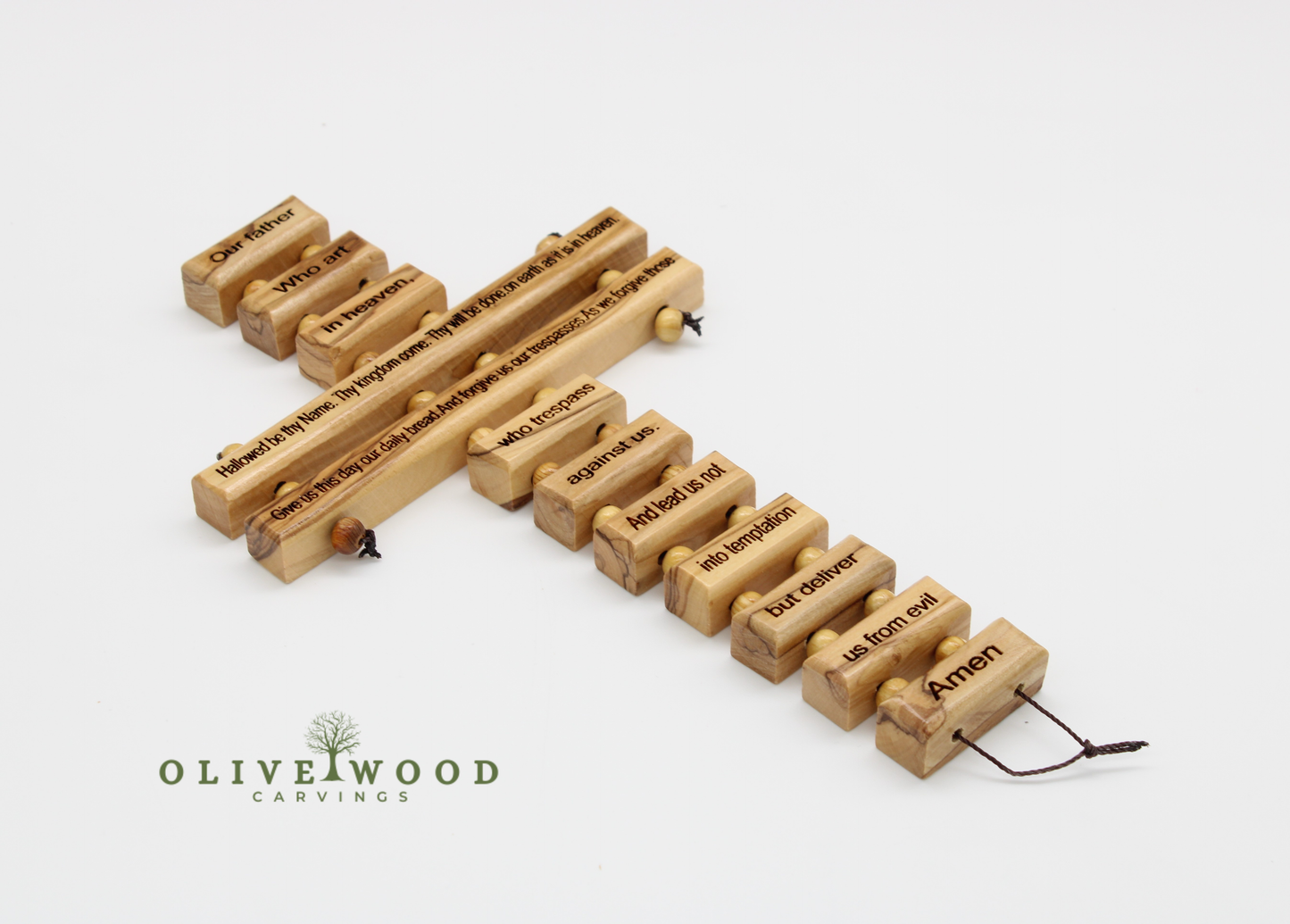 Olive Wood Lord’s Prayer Wall Cross – Handcrafted in Bethlehem