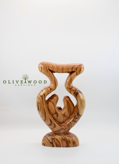 Hand-Carved Olive Wood Family Sculpture – Symbol of Love & Unity