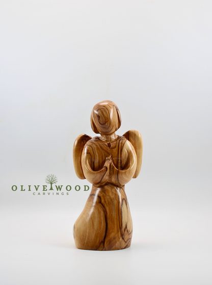 Hand-Carved Olive Wood Praying Angel – Made in the Holy Land