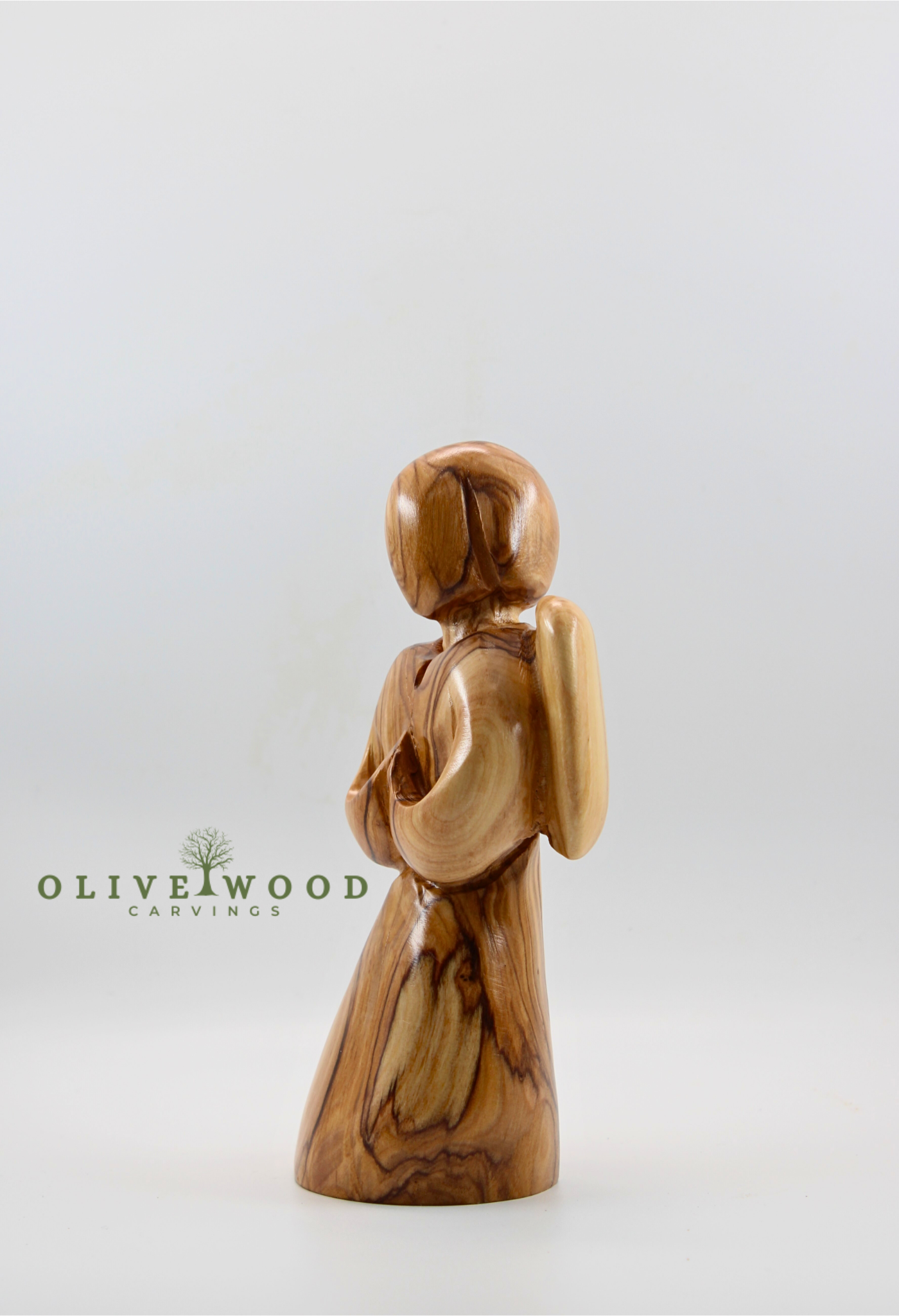 Hand-Carved Olive Wood Praying Angel – Made in the Holy Land