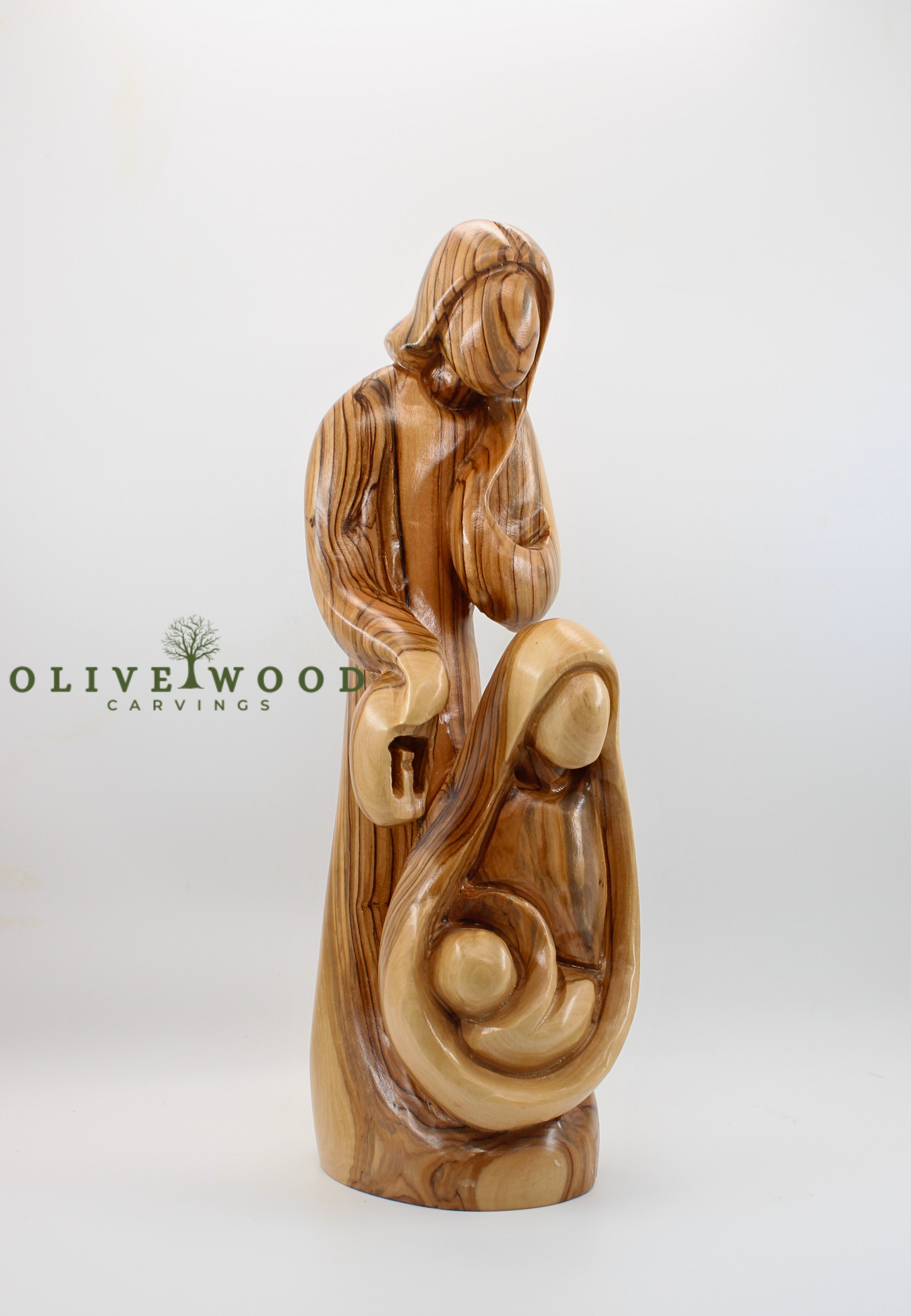 Hand-Carved Olive Wood Holy Family Statue – Made in the Holy Land