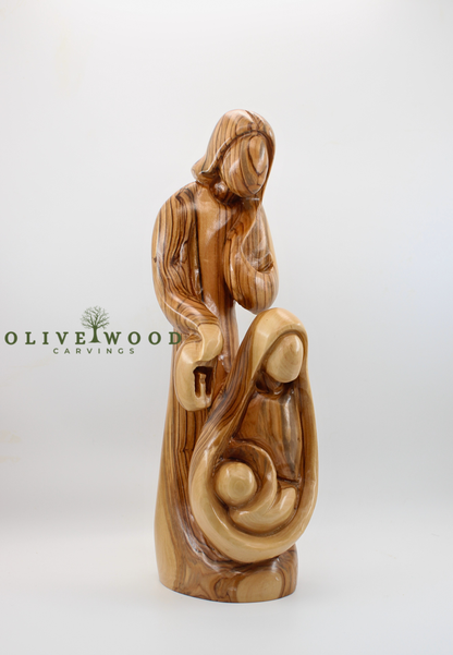 Hand-Carved Olive Wood Holy Family Statue – Made in the Holy Land