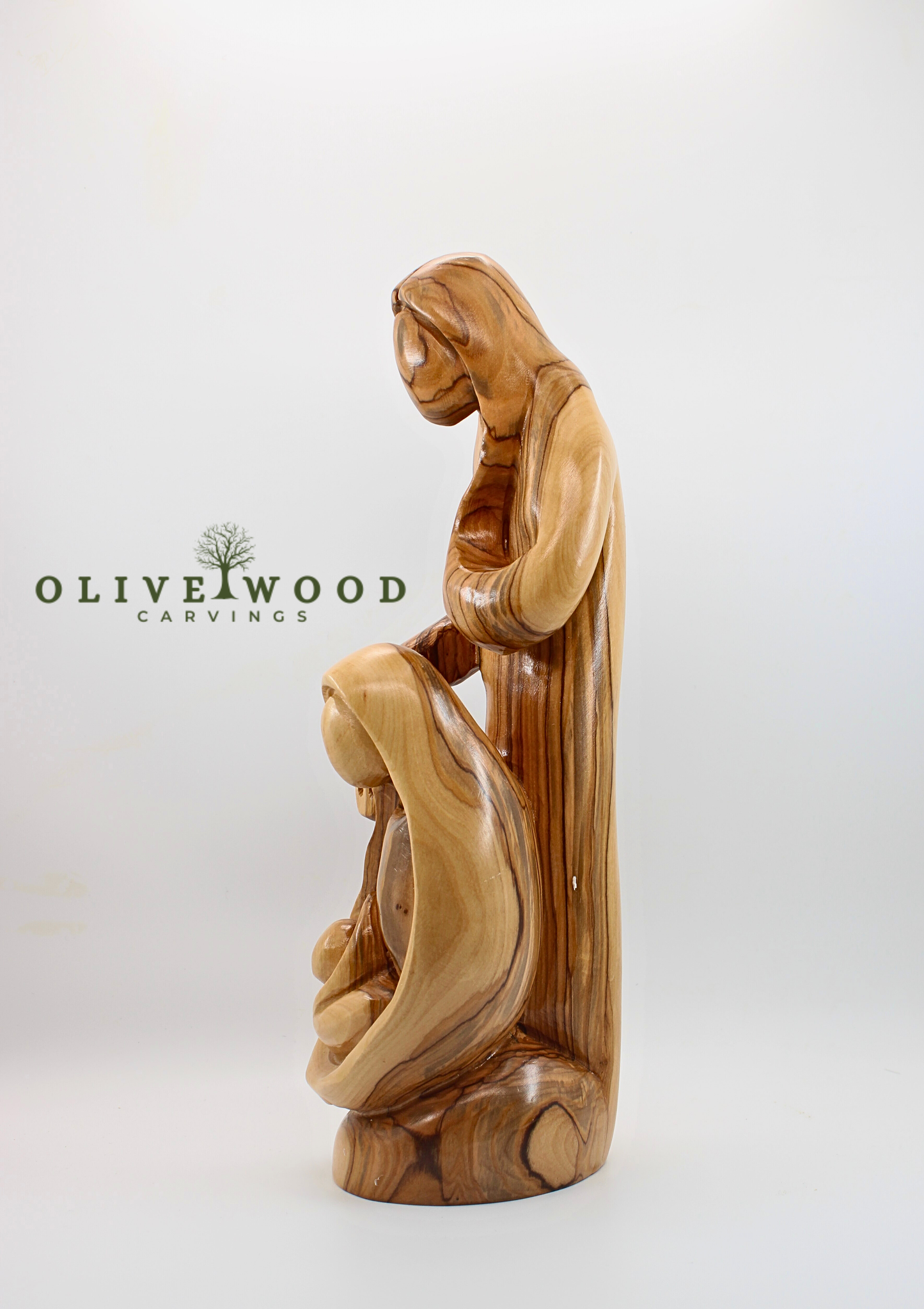 Hand-Carved Olive Wood Holy Family Statue – Made in the Holy Land
