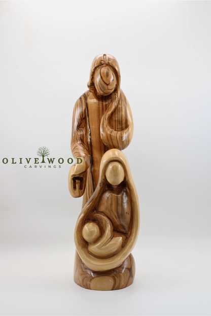Hand-Carved Olive Wood Holy Family Statue – Made in the Holy Land