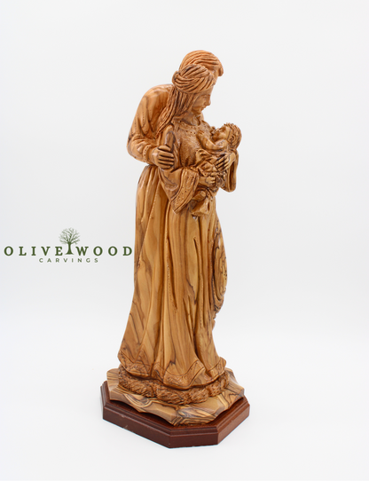 Holy Family Olive Wood Sculpture, Hand-Carved from Bethlehem
