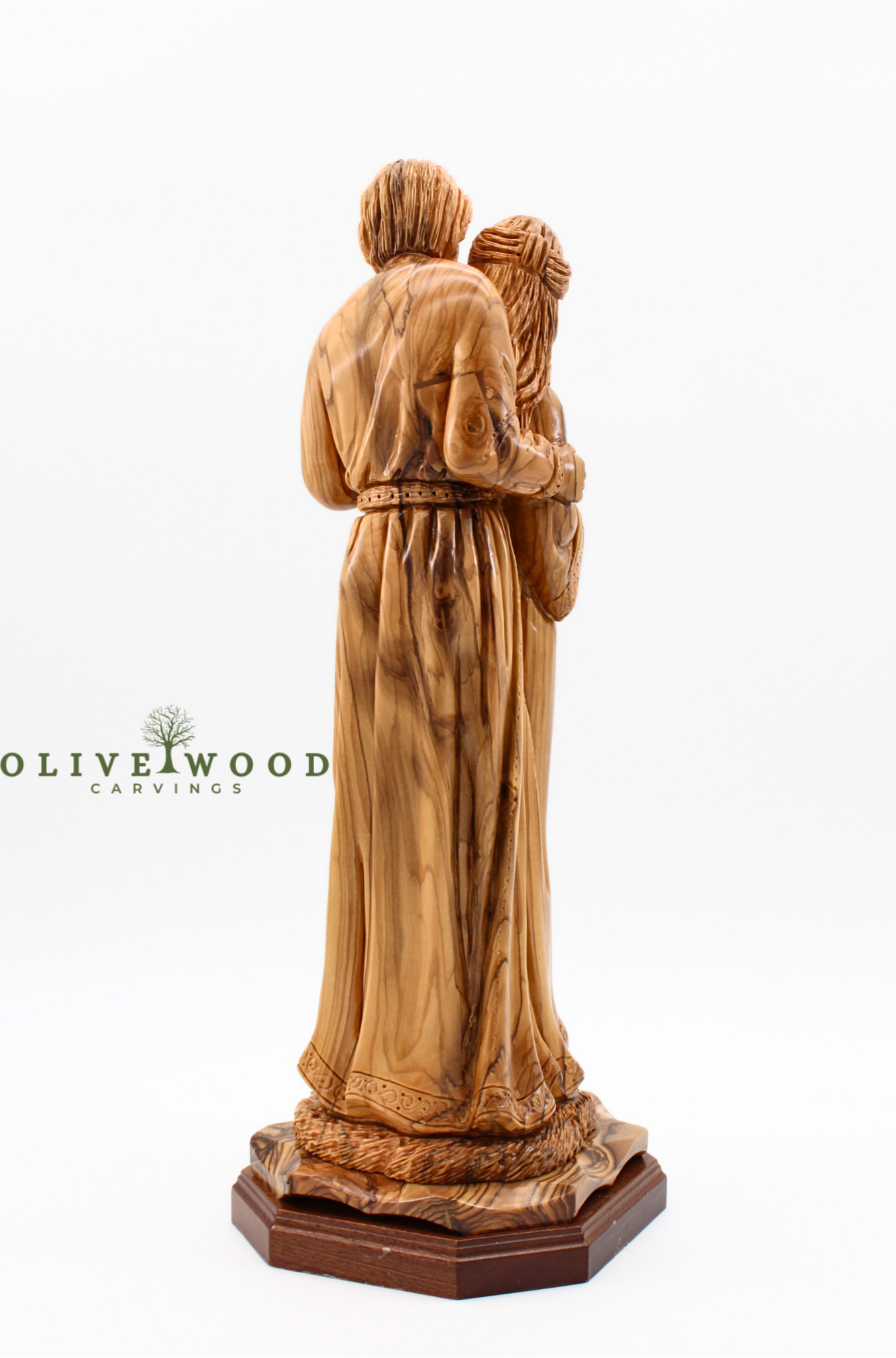 Holy Family Olive Wood Sculpture, Hand-Carved from Bethlehem