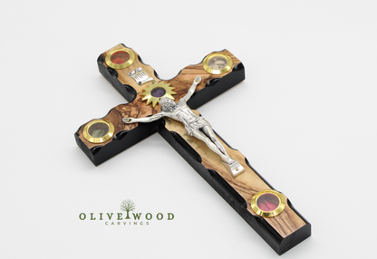 Olive Wood Crucifix, Handcrafted Wall Cross