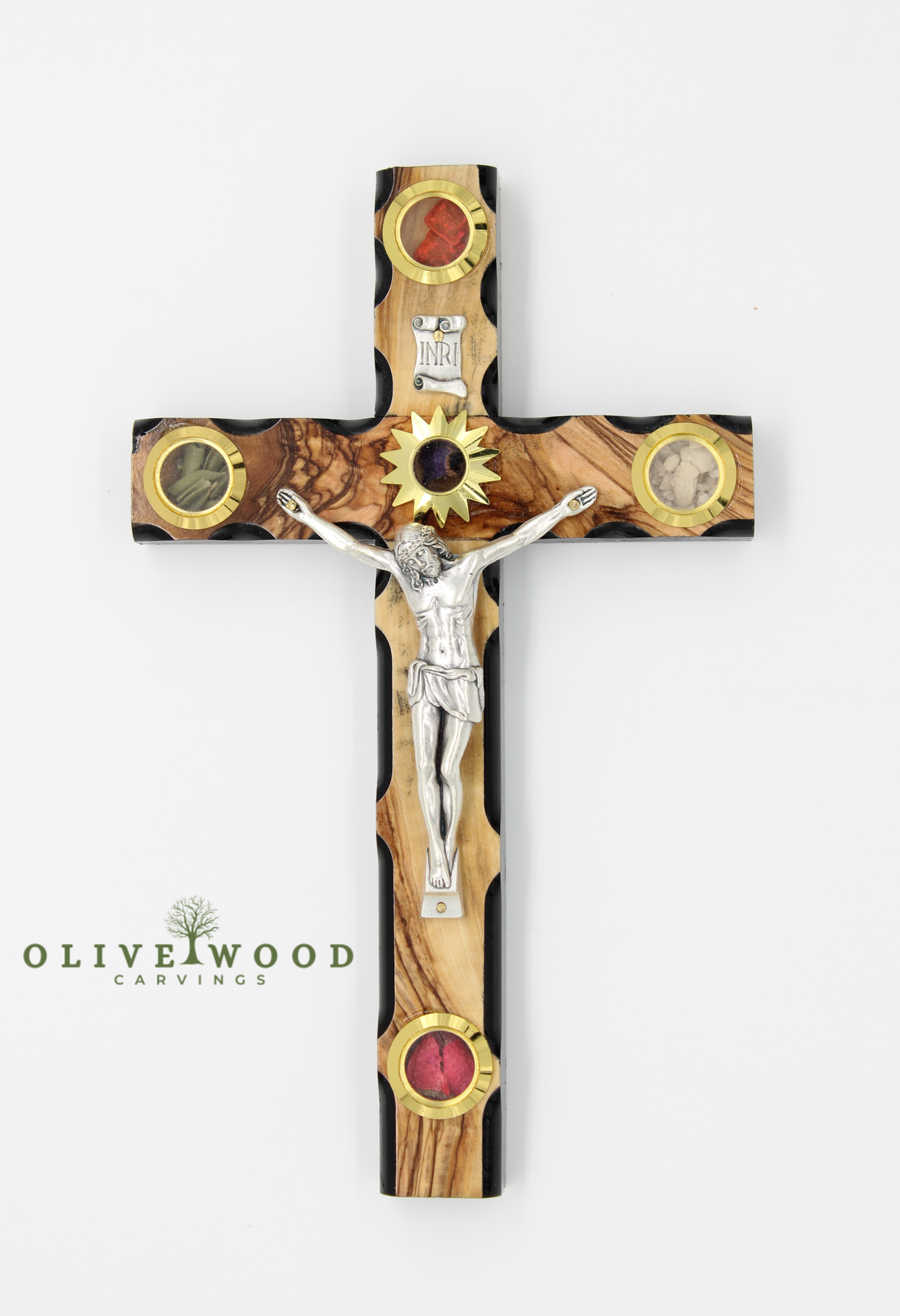 Olive Wood Crucifix, Handcrafted Wall Cross