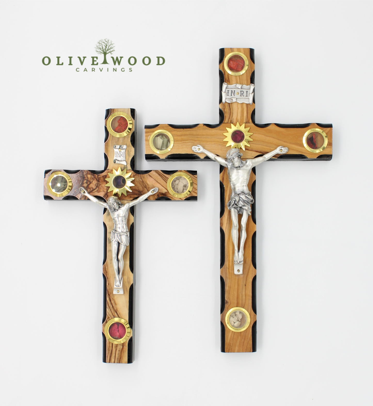 Olive Wood Crucifix, Handcrafted Wall Cross