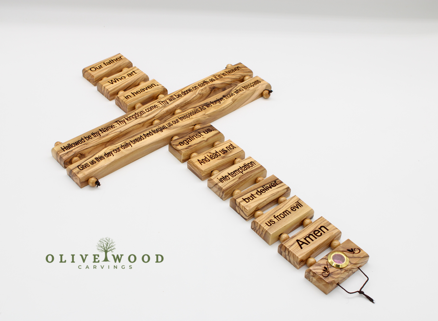 Olive Wood Lord’s Prayer Wall Cross – Handcrafted in Bethlehem