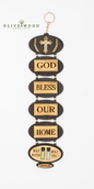 “God Bless Our Home” Olive Wood Wall Hanging ( 14 x 3.5 Inches )