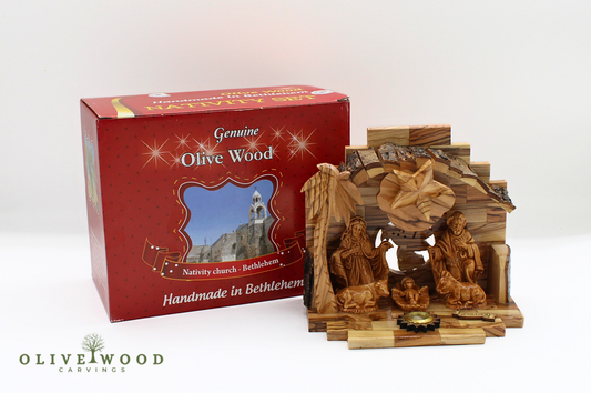 Musical Olive Wood Nativity Set from the Holy land