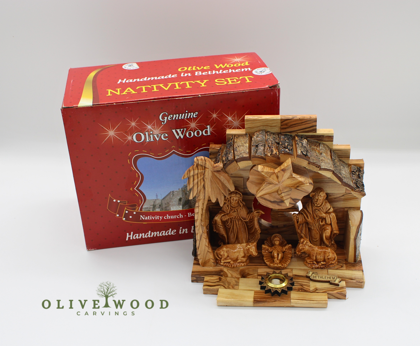 Musical Olive Wood Nativity Set from the Holy land
