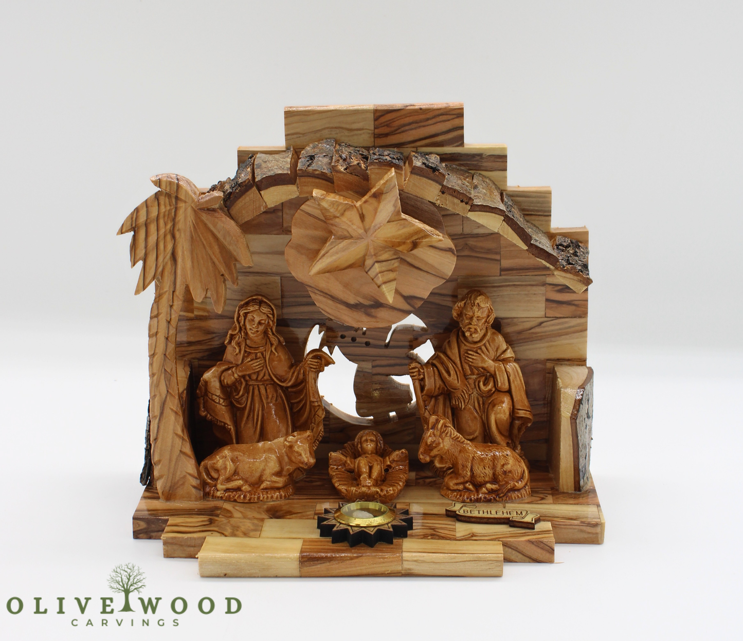 Musical Olive Wood Nativity Set from the Holy land