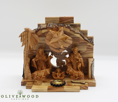 Musical Olive Wood Nativity Set from the Holy land