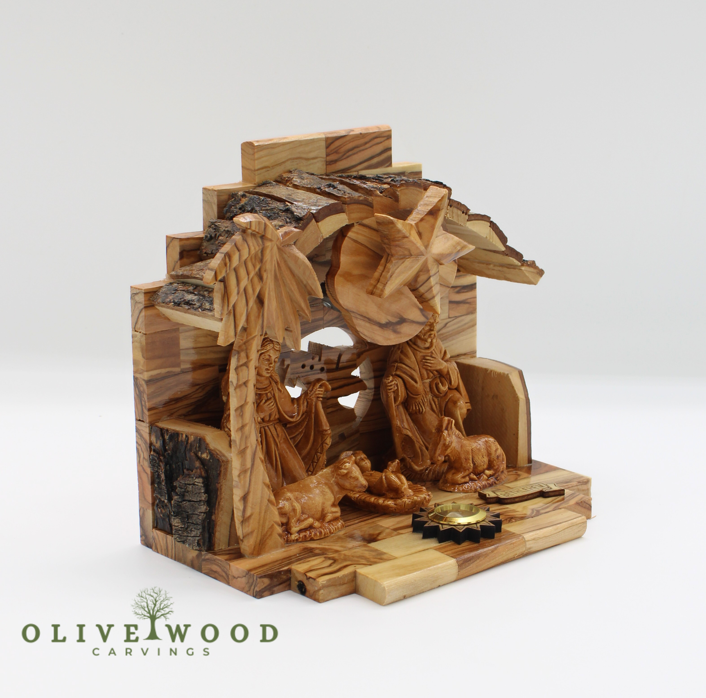Musical Olive Wood Nativity Set from the Holy land