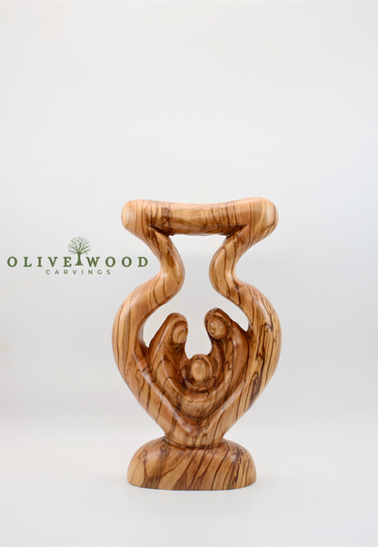 Hand-Carved Olive Wood Family Sculpture – Symbol of Love & Unity