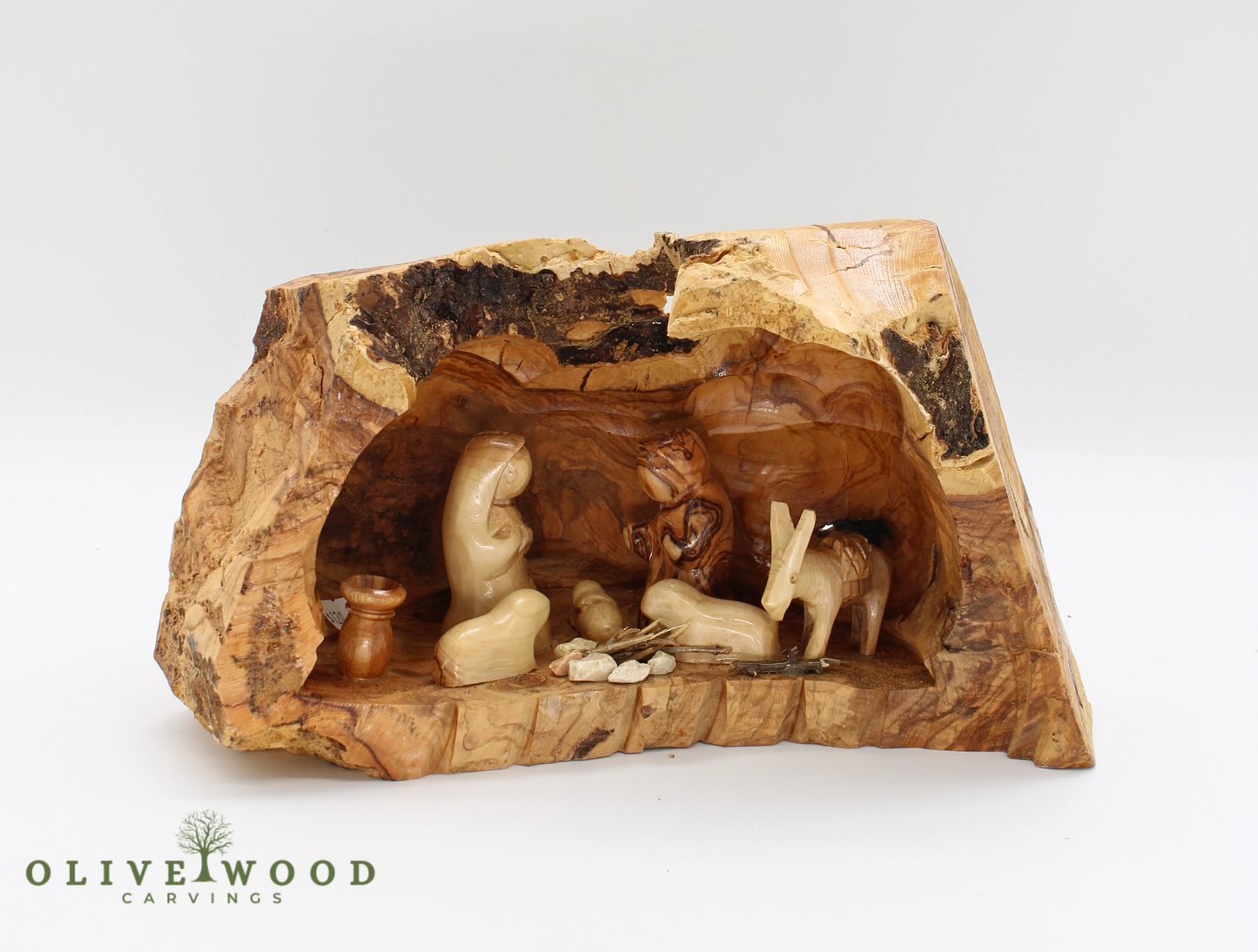 Unique Olive Wood Nativity – Hand-Carved in the Holy Land  ( 10.5 × 3.5 Inches )