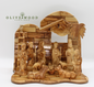 Hand-Carved Olive Wood Nativity Scene with Star of Bethlehem