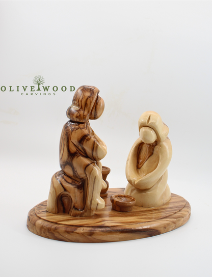 Hand-Carved Olive Wood Sculpture – Foot Washing Scene