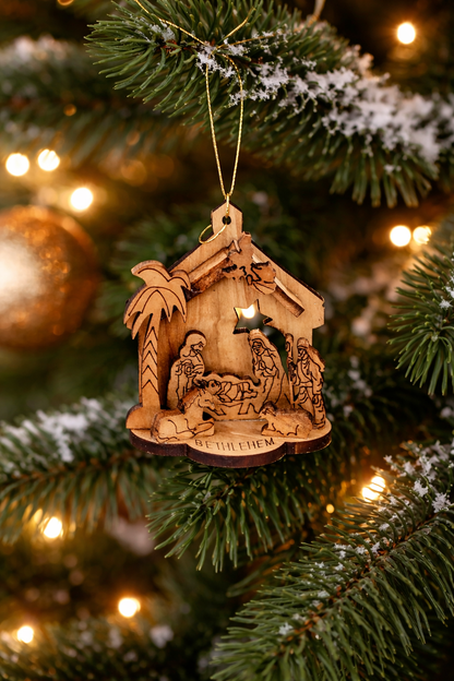 Olive Wood Nativity scene Ornament – Holy Land Olive Wood